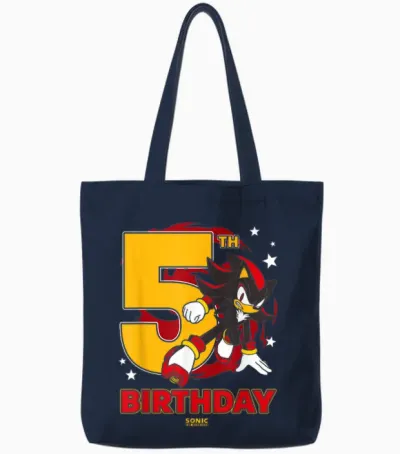 Sonic the Hedgehog 5th Birthday Epic Shadow Big Chest Logo Tote Bags - Navy