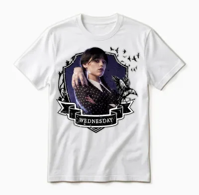 Mittwochsserie Nevermore Frame Wednesday Kurzarm Unisex T-Shirt - White