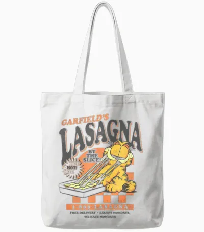 Garfield Vintage by the Slice Garfield's Lasagna Tote Bags - White