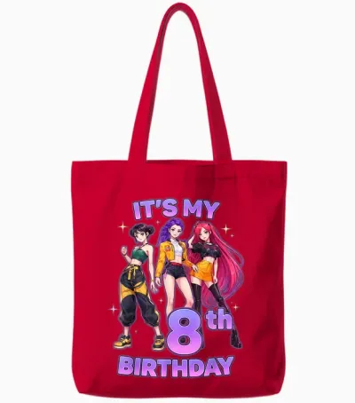8 Years Birthday K-Pop Kids 8th Birthday Girl K-Pop Tote Bags - Red