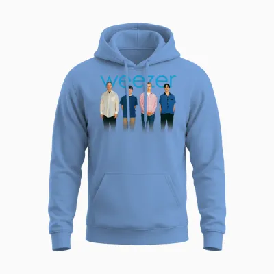 Weezer - Blue Album T-Shirt, Black Unisex Hoodie - Carolina Blue