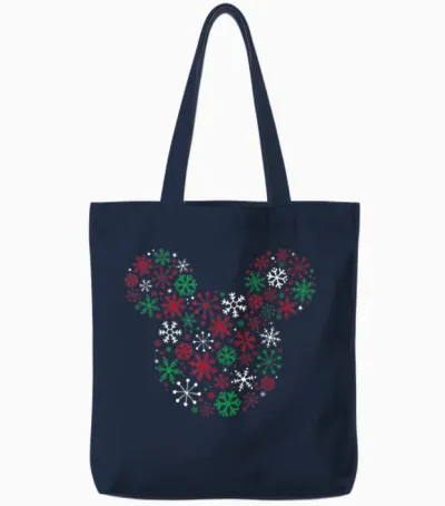 Disney Mickey Mouse Icon Holiday Snowflakes T-Shirt Small Tote Bags - Navy