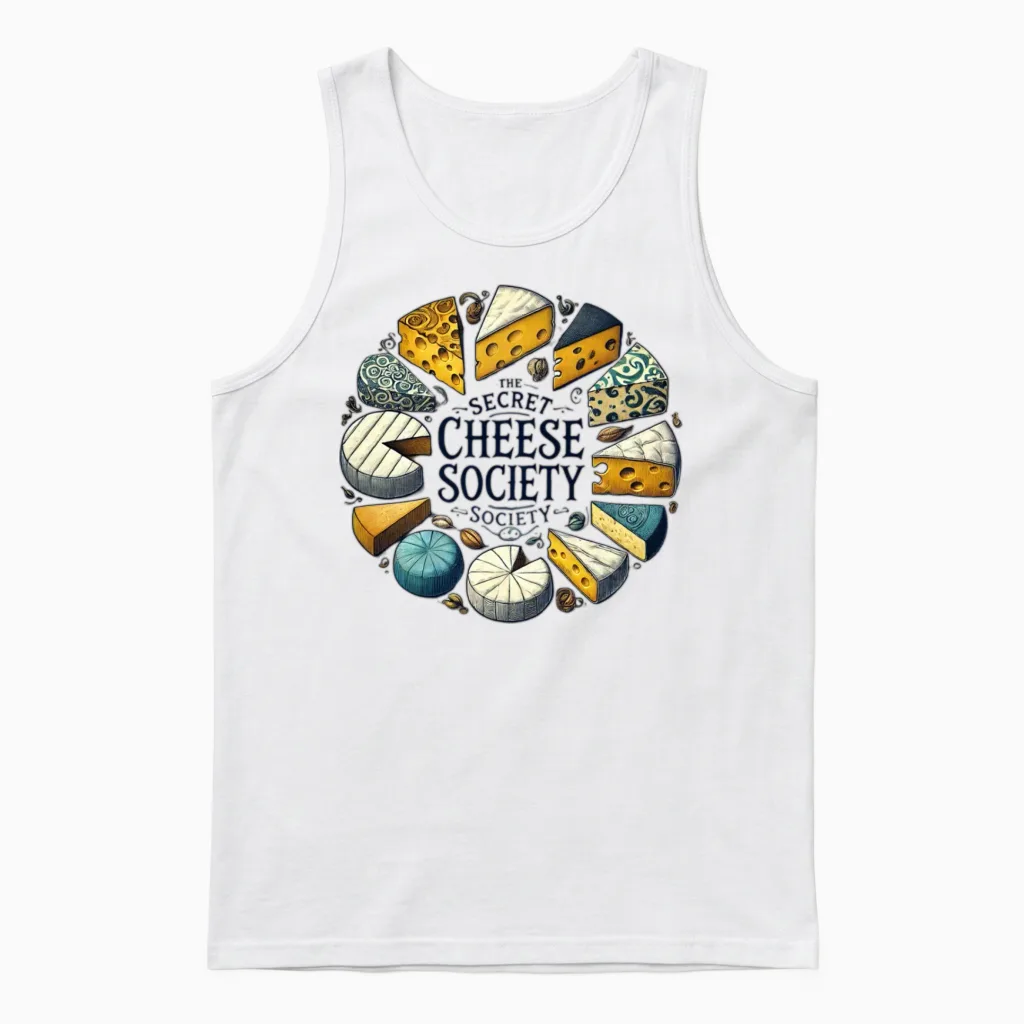Cheese Circle: Secret Cheese Society Unisex Tank Top in White