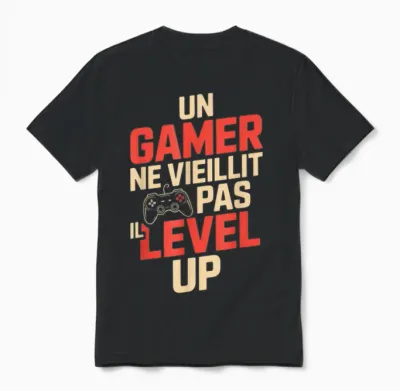 Geek Man Humour Gamer Gift Idea Funny Gaming Level Up Unisex T-Shirt - Black