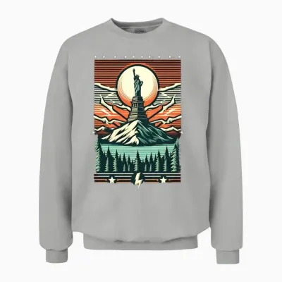 Retro Statue of Liberty Unisex Sweatshirt - Ash