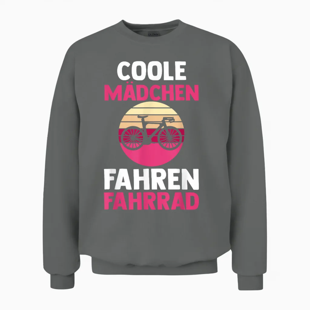 Fahrradfahrer Coole Mädchen Fahren Fahrrad Unisex Sweatshirt in Graphite Heather