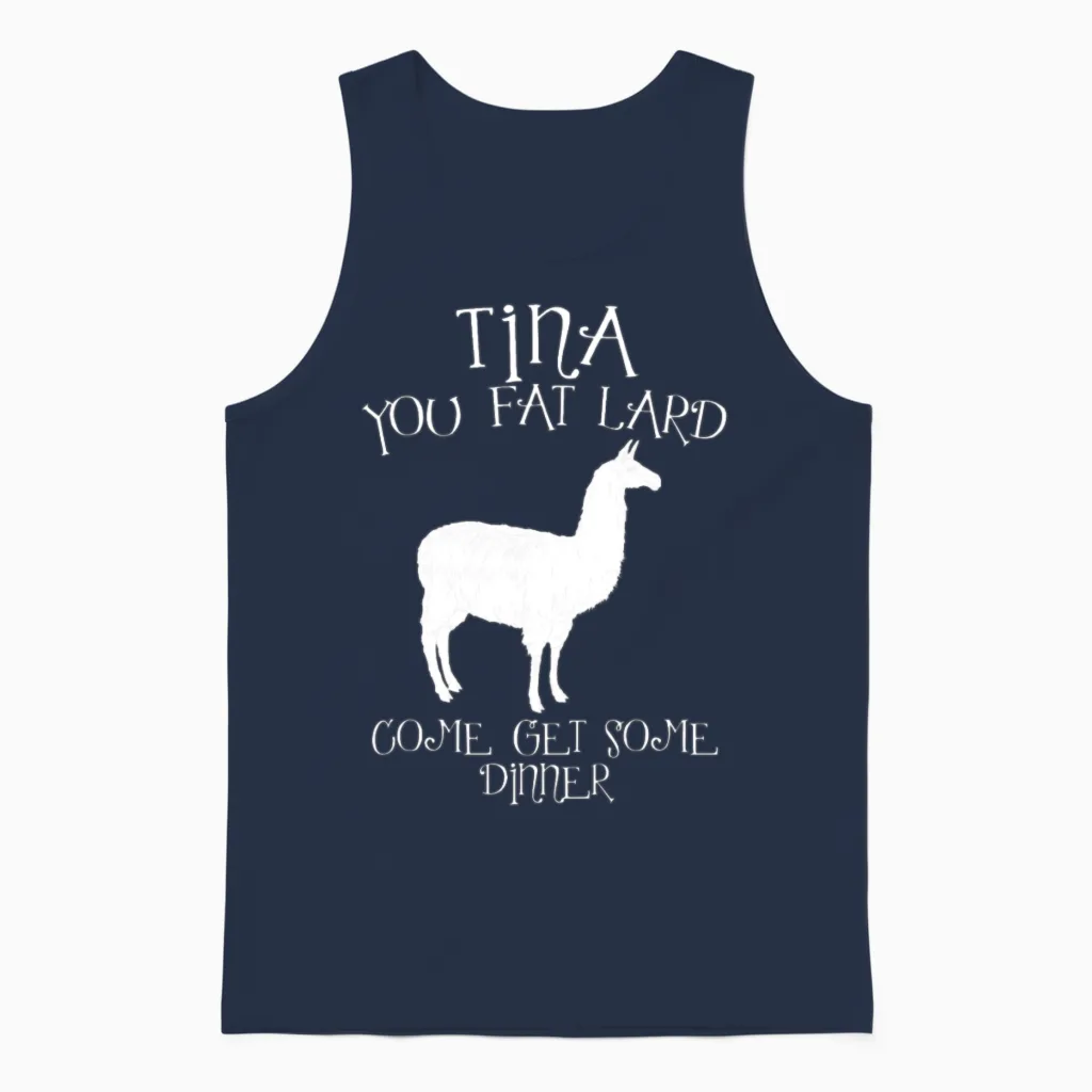 Tina You Fat Lard Funny Graphic Unisex Tank Top in Navy