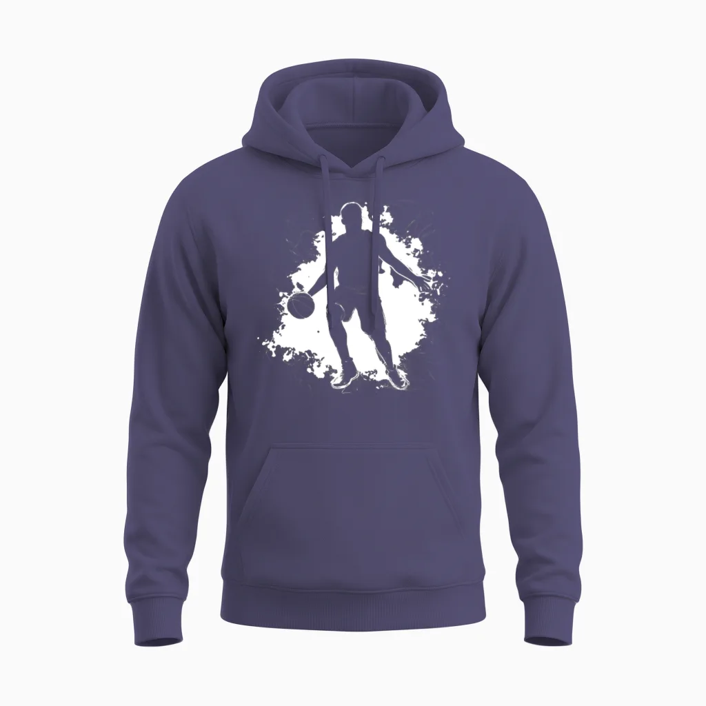 Basketball Boy Sketch Unisex Hoodie in Heather Sport Dark Navy