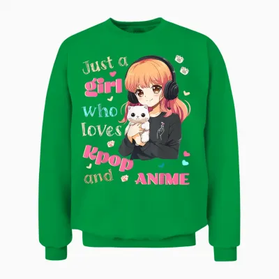 Nur Ein Mädchen, Das Kpop-Anime Liebt, Süße Merchandise-Artikel, Katzen Unisex Sweatshirt - Irish Green