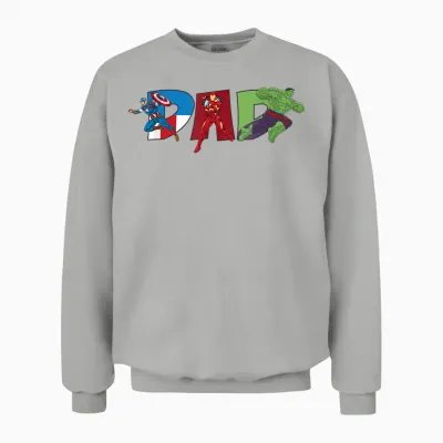 Marvel Avengers Trio Dad Father’s Day Family Trip Birthday Unisex Sweatshirt - Ash