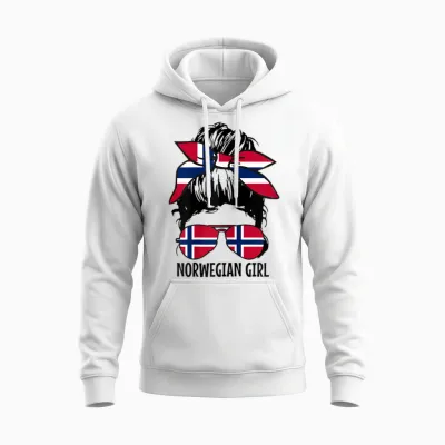 Norwegen Mädchen Norwegische Flagge Pride Norge Souvenir Unisex Hoodie - White