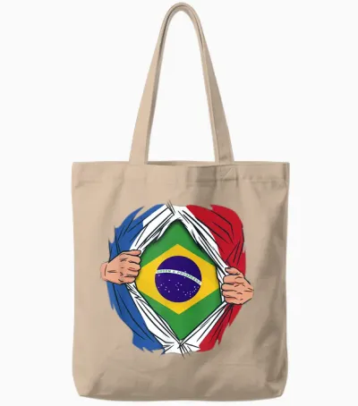 Super Hero Brazilian French Flag Brazil France Tote Bags - Natural