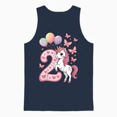 Einhorn 2. Geburtstag Mädchen 2 Jahre Alt Pferde Ich Bin 2 Unisex Tank Top - Navy