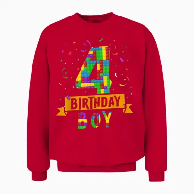 Geburtstag Junge Bausteine 4 Jahre Alt Unisex Sweatshirt - Red