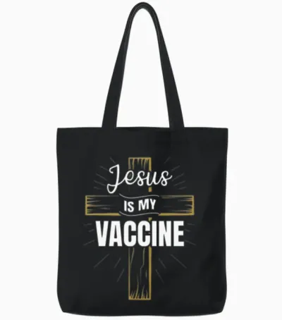 Jesus Is My Vaccine Christian Tote Bags - Black