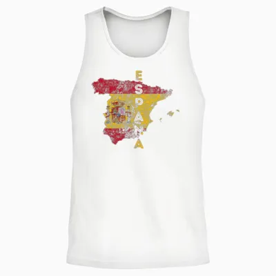 Spain Map and Flag Distressed España Unisex Tank Top - White