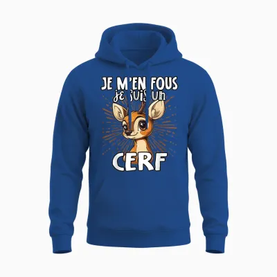 Je M'en Fous Je Suis Un Cerf - Cute Deer T-Shirt, Black, S Unisex Hoodie - Royal