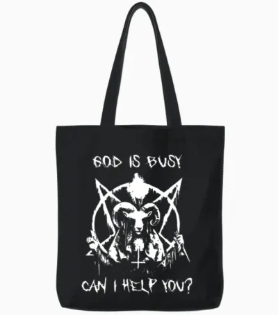 God Is Busy Can I Helo You Viking Tote Bags - Black