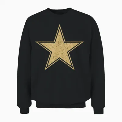 Gold Star on a T-Shirt T-Shirt, Black, S Unisex Sweatshirt - Black
