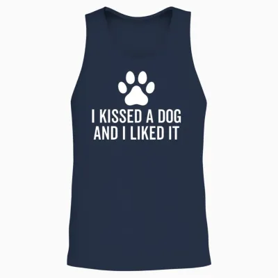I Kissed a Dog and I Liked It Unisex Tank Top - Navy