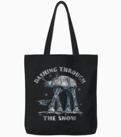 Star Wars Christmas At-At Walker Dashing Through the Snow Tote Bags - Black