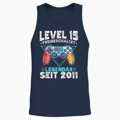 Level 15 Geburtstag Junge Gamer Mann Deko Jahrgang 2011 Unisex Tank Top - Navy