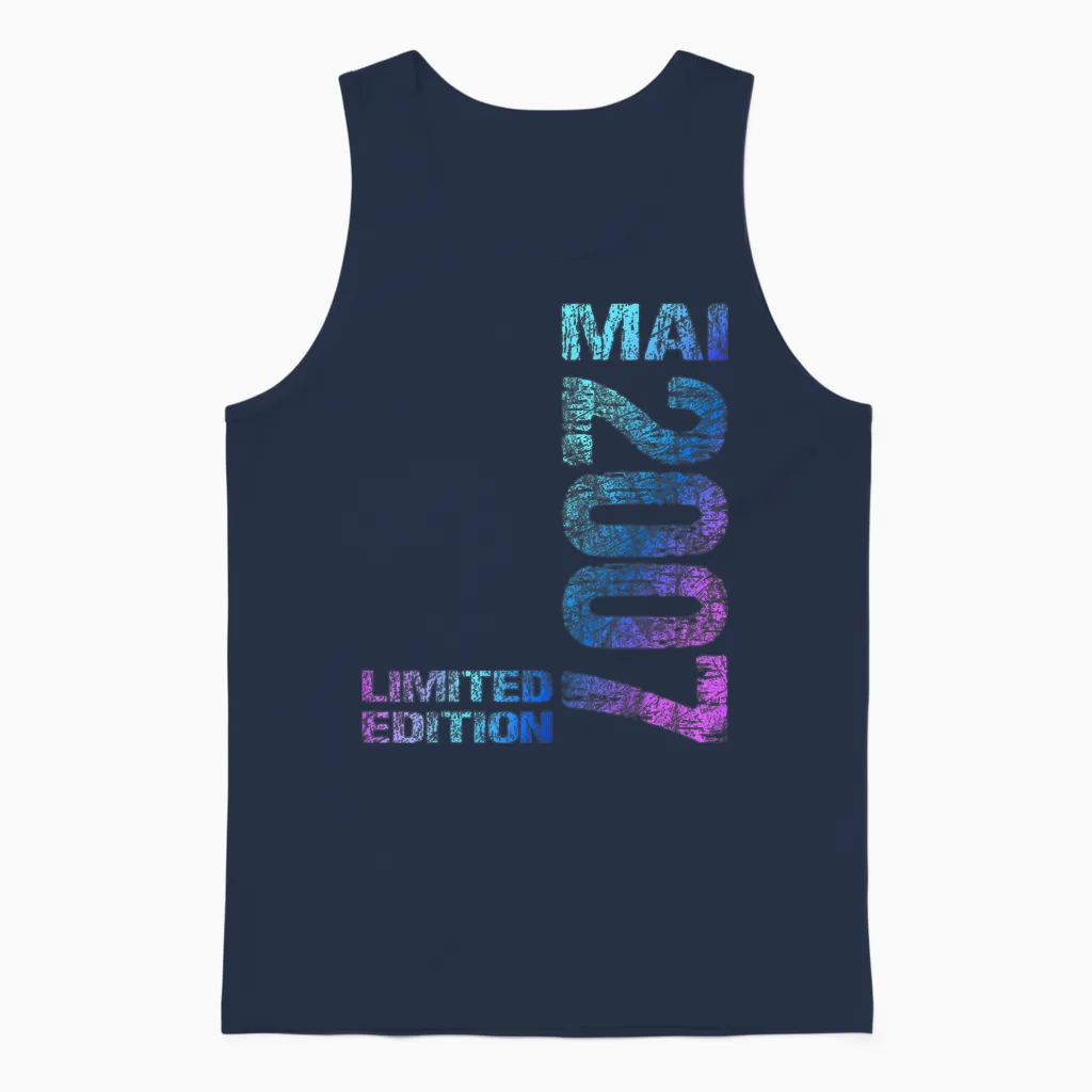 Mai 2007 Junge Mädchen 19. Geburtstag Limited Edition 19 Unisex Tank Top in Navy
