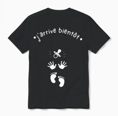 J'arrive Bientôt - Baby Shower T-Shirt, Black, S Unisex T-Shirt - Black