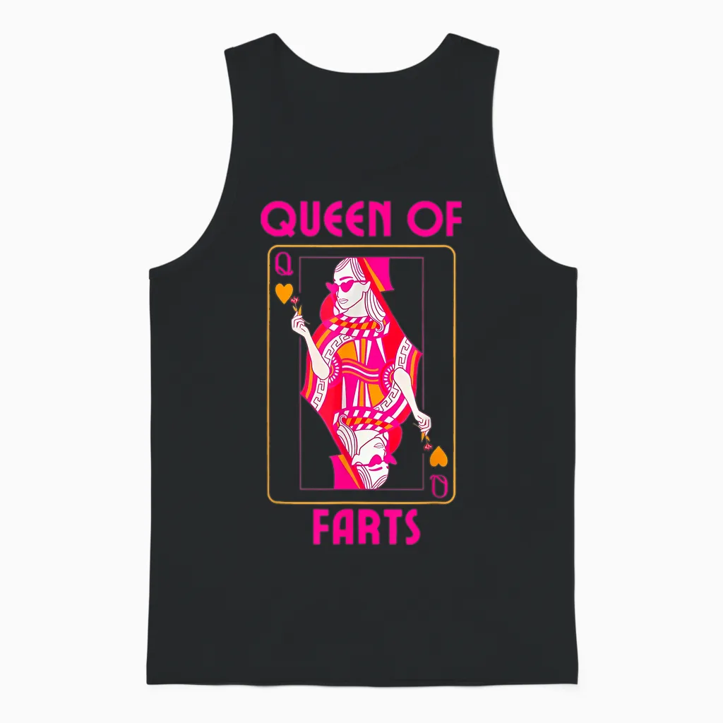 Queen of Farts Embarrassing Joke Adult Humor Unisex Tank Top in Black