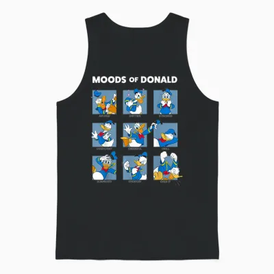 Disney Mickey and Friends Moods of Donald Duck Short Sleeve Unisex Tank Top - Black