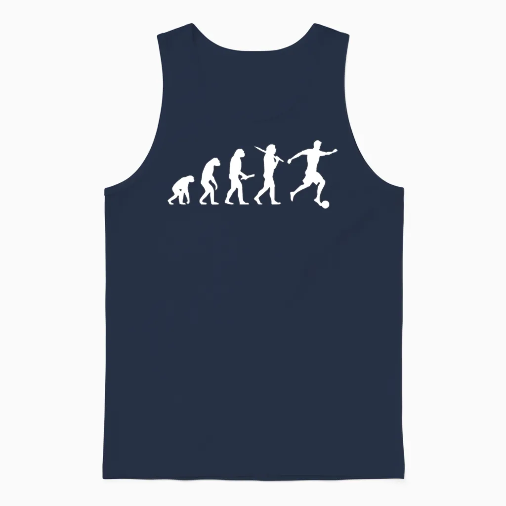 Funny Football Evolution Unisex Tank Top in Navy