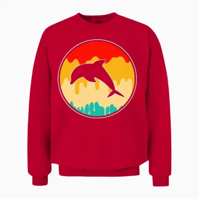 Dolphin Retro Unisex Sweatshirt - Red