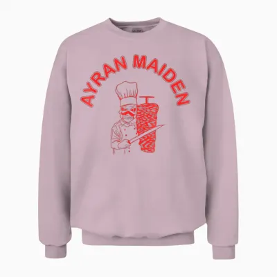 Ayran Maiden Doner Band Funny Fast Food Dürüm Unisex Sweatshirt - Light Pink