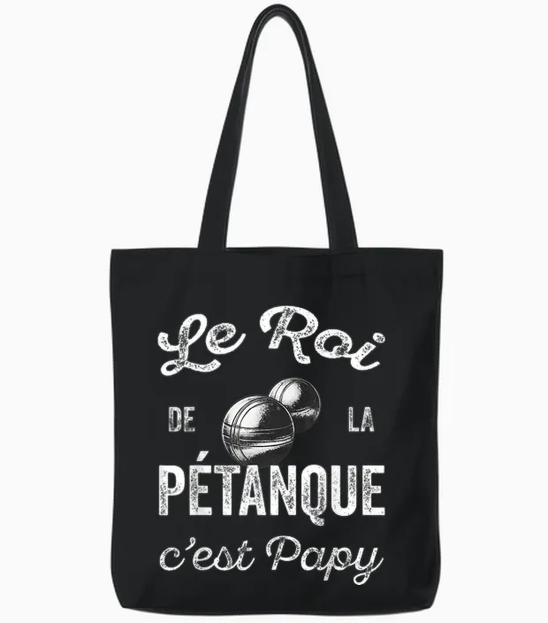 Humour Petanque Gift for Grandpa King of Petanque T-Shirt, Black, S Tote Bags in Black