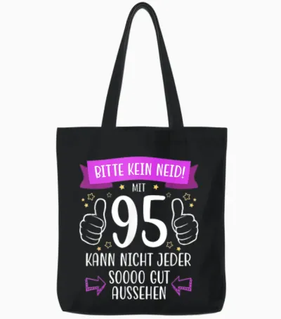 Decorative 95th Birthday Woman Man Gift Box Funny 95 Years T-Shirt, Black, S Tote Bags - Black