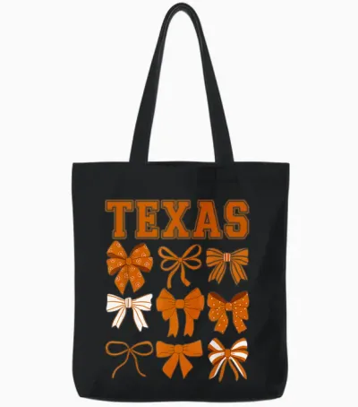Texas Tx Women Toddler Girls Coquette Bow Y2k State Pride Tote Bags - Black