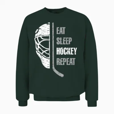 Eat Sleep Hockey Repeat Christmas for Teen Adult Hockey Unisex Sweatshirt - Forest