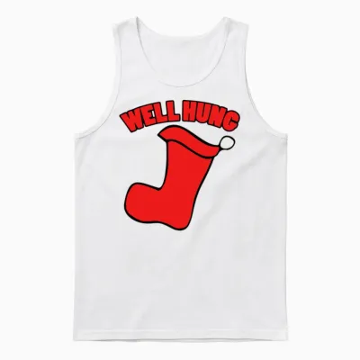 Well Hung Funny Christmas Unisex Tank Top - White