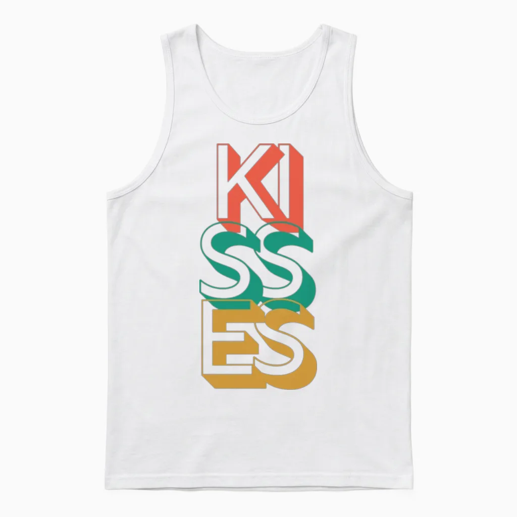 Retro Kisses Unisex Tank Top in White