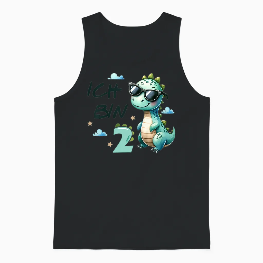 2 Geburtstag Junge Mädchen Geschenke 2 Jahre Alt Cooler Dino Unisex Tank Top in Black