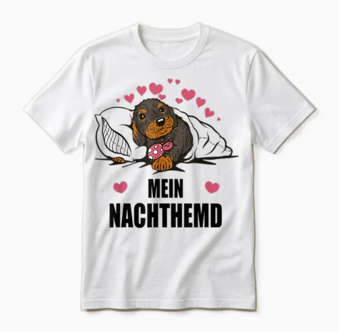 Süßes Nachthemd Mit Süßem Dackel Im Bett Unisex T-Shirt in White