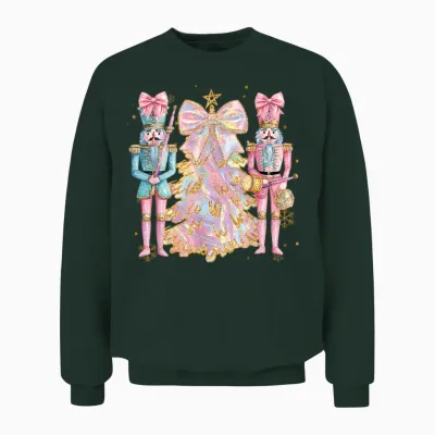 Coquette Christmas Tree Pink Nutcrackers Women Kids Girls Unisex Sweatshirt - Forest