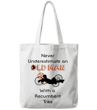 Old Man with a Recumbent Trike Tote Bags - White