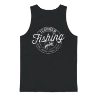 I'd Rather Be Fishing Retro Distressed Sports Gift Unisex Tank Top - Black – 1