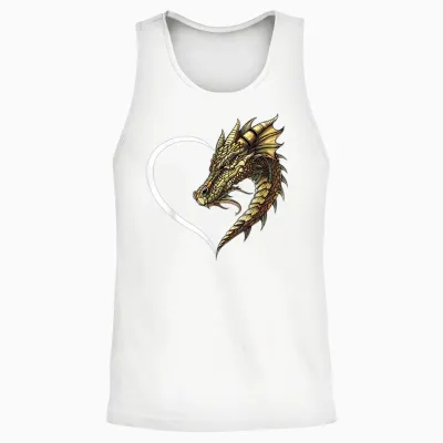 Drachen-T-Shirts Für Damen, Mädchen, Kinder, Drachen-T-Shirt, Herz Unisex Tank Top - White