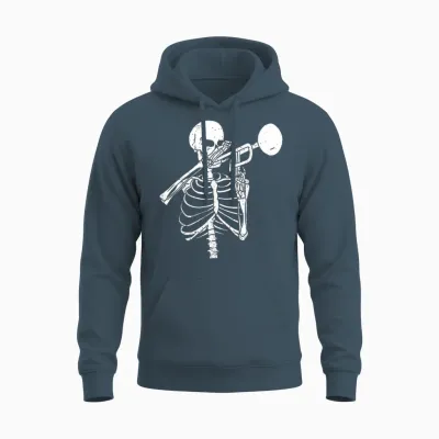Trompetenliebhaber Für Immer - Skelett Spielt Trompete Unisex Hoodie - Dark Heather