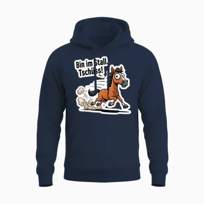 Funny Horse Design - Bin Im Stall Tsch! Unisex Hoodie - Navy