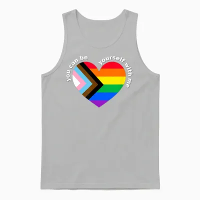 Proud Lgbtq Ally Rainbow Equality Heart Flag Be Yourself Unisex Tank Top - Ash