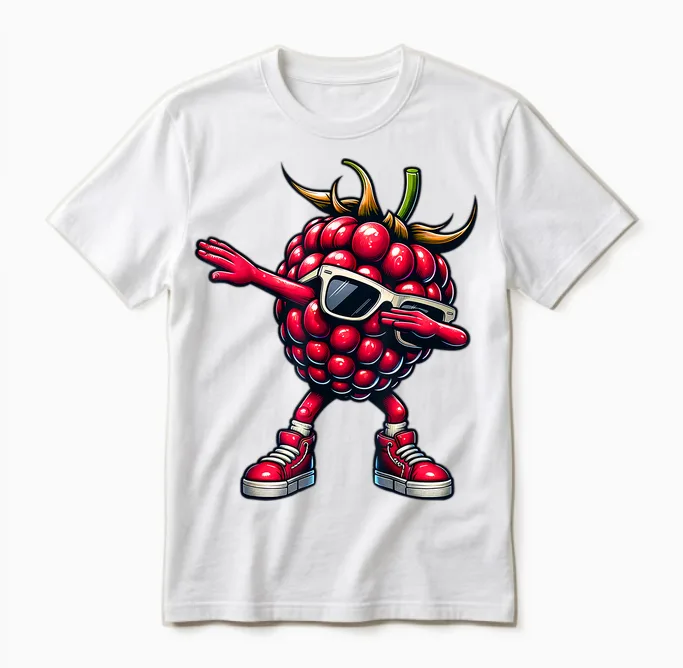 Dabbing Himbeere | Lustige Rosa Himbeer Obst Frucht Geschenk Unisex T-Shirt in White