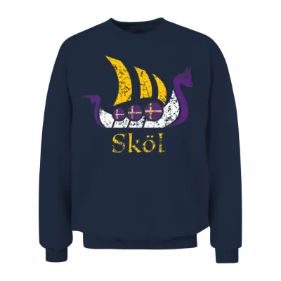 Skol Nordic Scandinavian Vikings Boat Unisex Sweatshirt - Navy